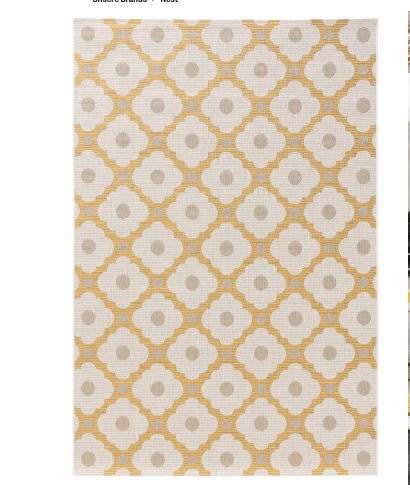 Outdoor Teppich Blume gelb/taupe ,  80x150cm