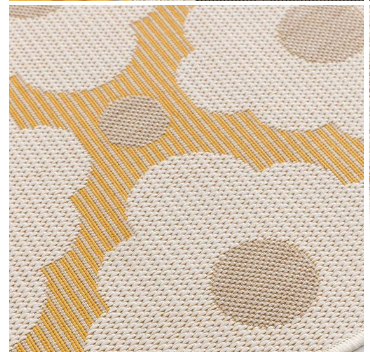 Outdoor Teppich Blume gelb/taupe ,  80x150cm