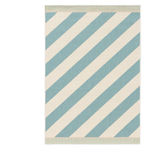 Outdoor Teppich gestreift 80 x 150cm , blau/weiß