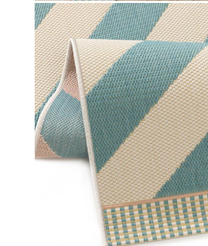 Outdoor Teppich gestreift 80 x 150cm , blau/weiß