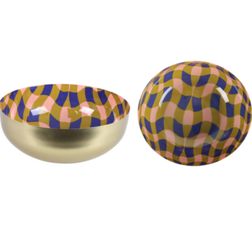 Metallschale mit graphischem, bunten Muster