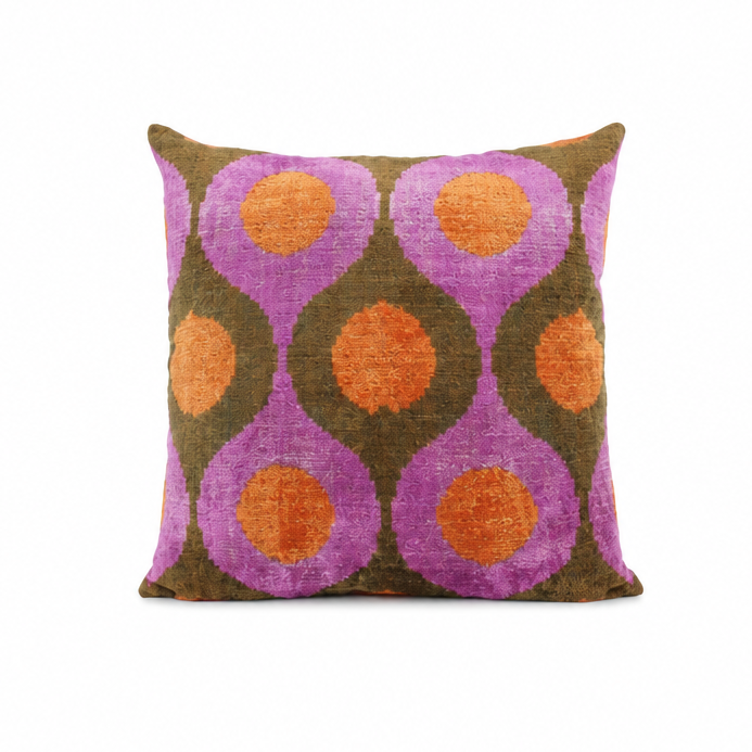 Kissen Ikat 50x50 Khaki/ lila/ orange
