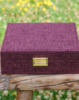 Schmuckbox mit Einteilung Leinen bordeaux M