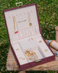 Schmuckbox mit Einteilung Leinen bordeaux M