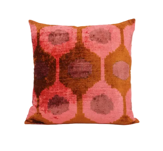 Kissen Ikat Samt welle Koralle cognac 50x50cm