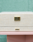 Schmuckbox Leinen mit Schublade L zweistöckig
