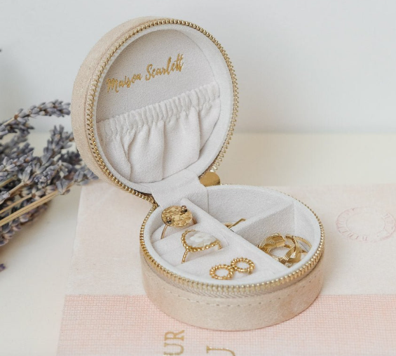 Schmuckbox rund klein Velours, mehrere Farben – curtisandcurtis
