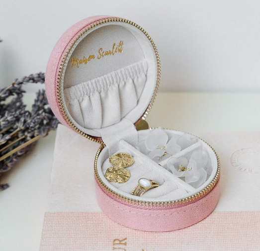 Schmuckbox rund klein Velours, mehrere Farben