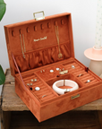 Schmuckbox Velours groß zweistöckig