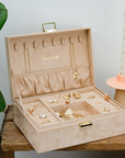 Schmuckbox Velours groß zweistöckig