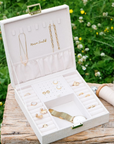 Schmuckbox M Leinen ecru mit Einteilung