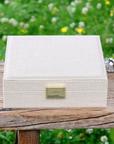 Schmuckbox M Leinen ecru mit Einteilung