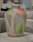 Vase Glas matt weiß grün pfirsich
