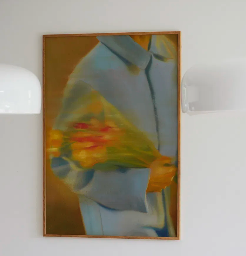 Bild Kunstdruck Frau mit Blumen unter dem Arm