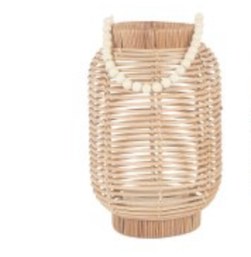 Laterne Rattan mit Perlendetail, 2 Größen