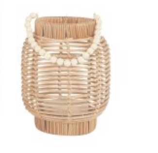 Laterne Rattan mit Perlendetail, 2 Größen