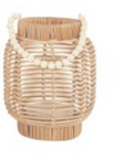 Laterne Rattan mit Perlendetail, 2 Größen