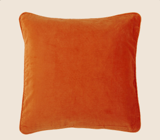 Kissen Samt orange mit Paspel Ton in Ton 45 x 45 cm