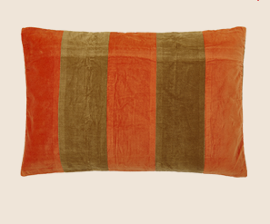 Kissen Samt Blockstreifen Orange/mustard  40 x 60 cm