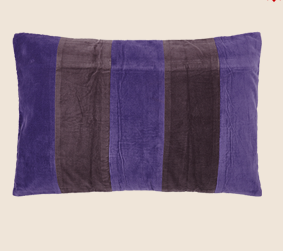 Kissen Samt Blockstreifen Lila/aubergine  40 x 60 cm