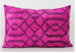 Kissen Samt Ikat Pinktöne, 40 x 60 cm