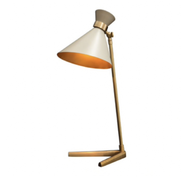 Tischlampe mit Hütchenschirm, 60's Style, hoch taupe