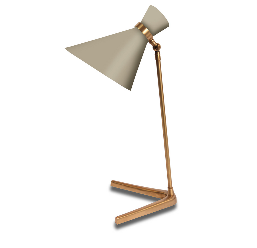 Tischlampe mit Hütchenschirm, 60's Style, hoch taupe