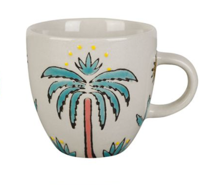 Tasse Espresso multicolor Palme mit Henkel