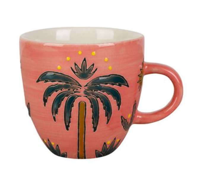Tasse Espresso multicolor Palme mit Henkel