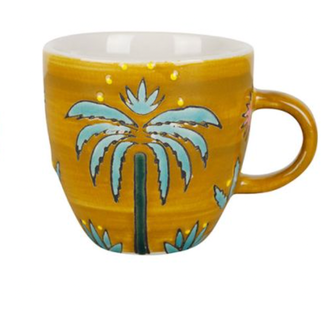 Tasse Espresso multicolor Palme mit Henkel