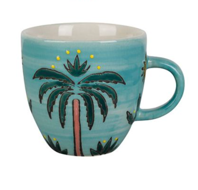 Tasse Espresso multicolor Palme mit Henkel