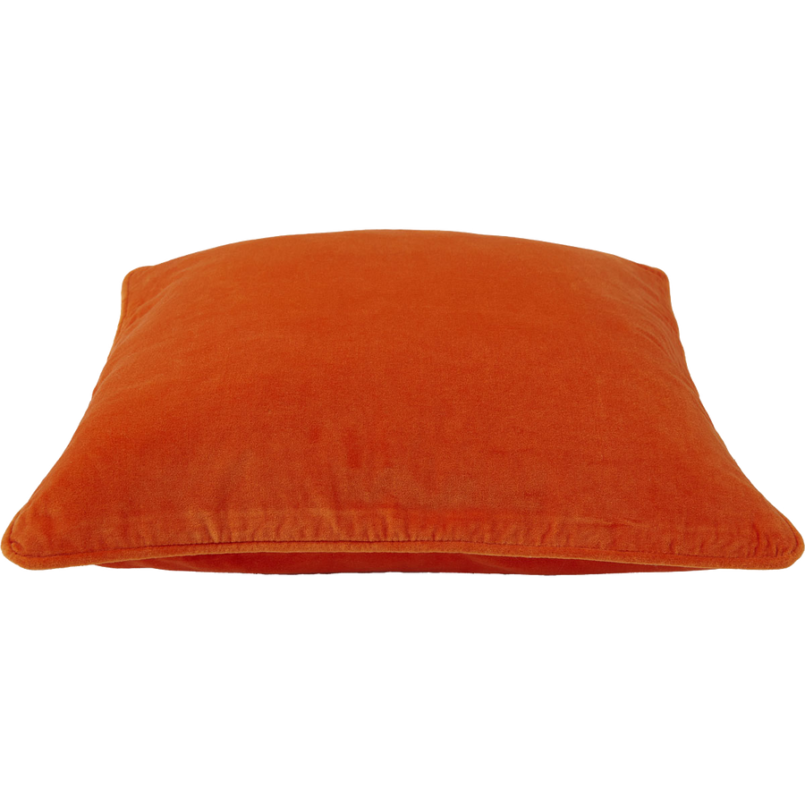 Kissen Samt orange mit Paspel Ton in Ton 45 x 45 cm