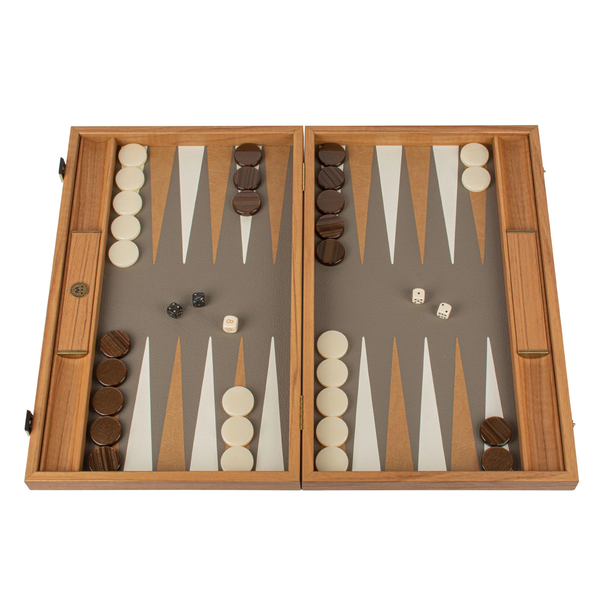 Backgammon Holz mit Leder