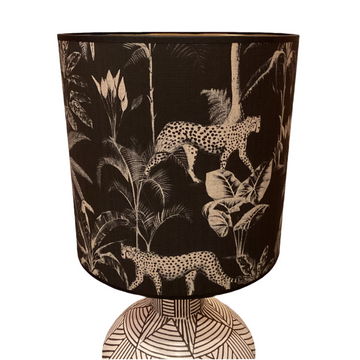 Lampenschirm schwarz/weiss Leoparden mit Urwald, ø30cm