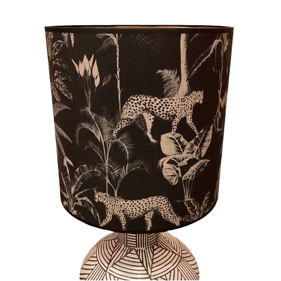 Lampenschirm schwarz/weiss Leoparden mit Urwald, ø30cm