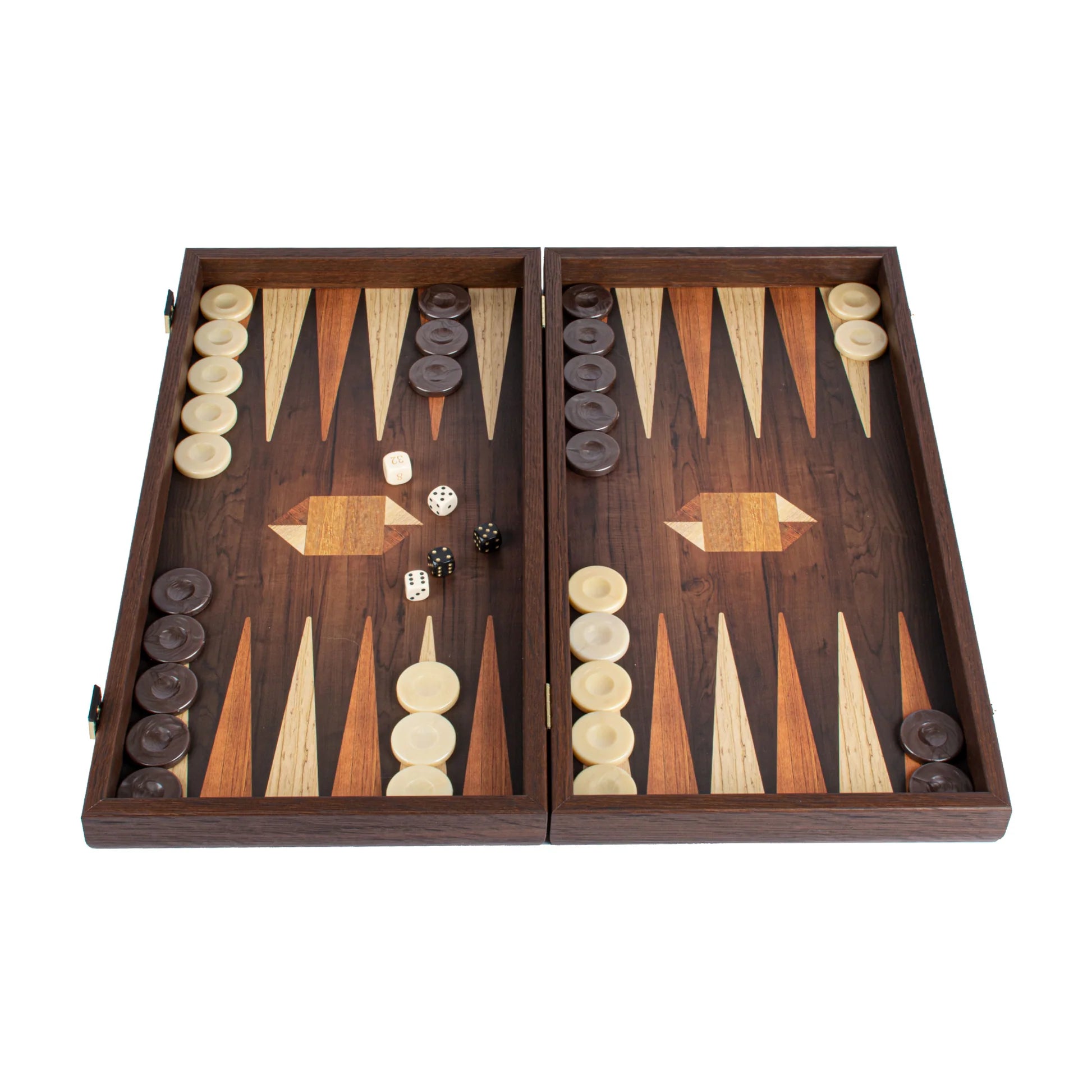 Backgammon Holz bedruckt geometrisch