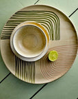 Servierplatte rund salbei/beige/rosé