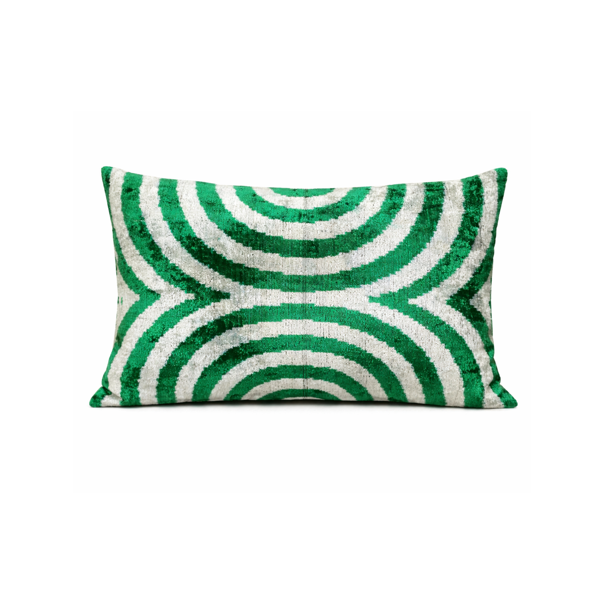 Kissen Ikat Samt 40 x 60 cm grün / weisse Ringe – curtisandcurtis