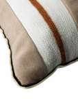Kissen gestickt - gestreift beige rost wollweiß- Rückseite uni