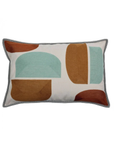 Kissen Stickerei geometrisch mint/ocker - Rückseite uni beige