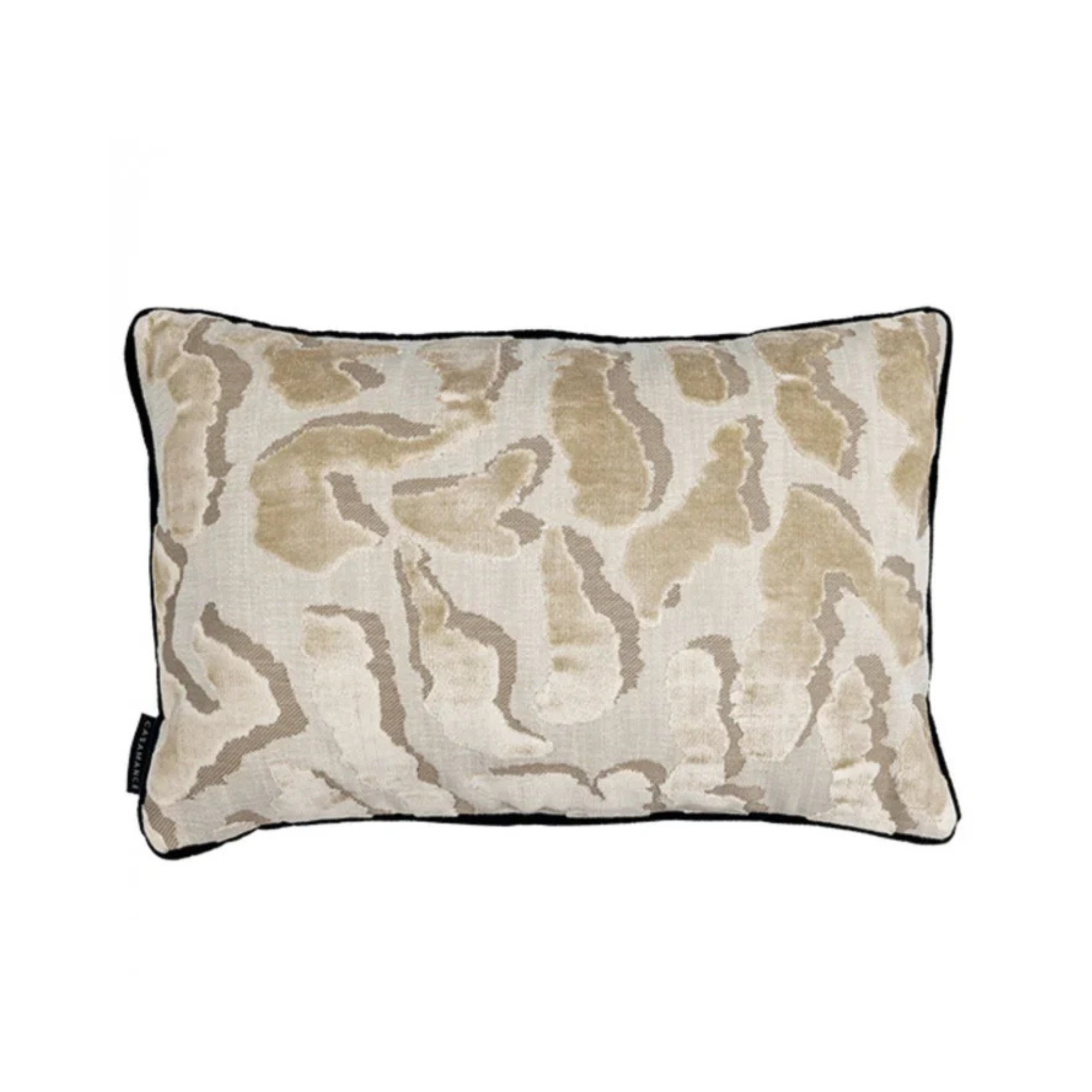 Kissen Jacquard/ Leinen - gemustert beige - schwarze Kante