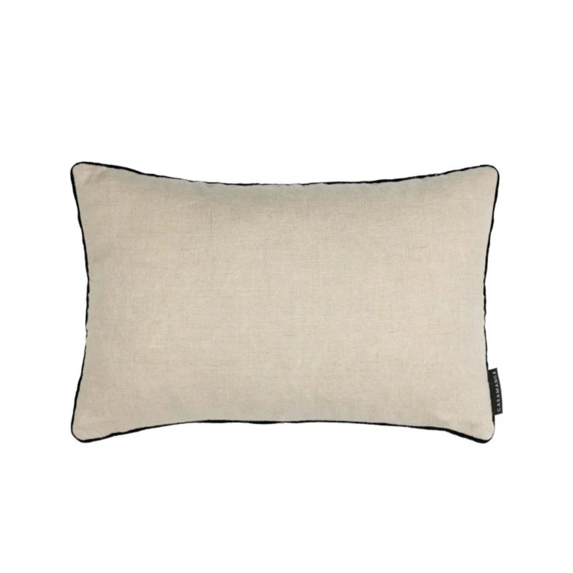 Kissen Jacquard/ Leinen - gemustert beige - schwarze Kante