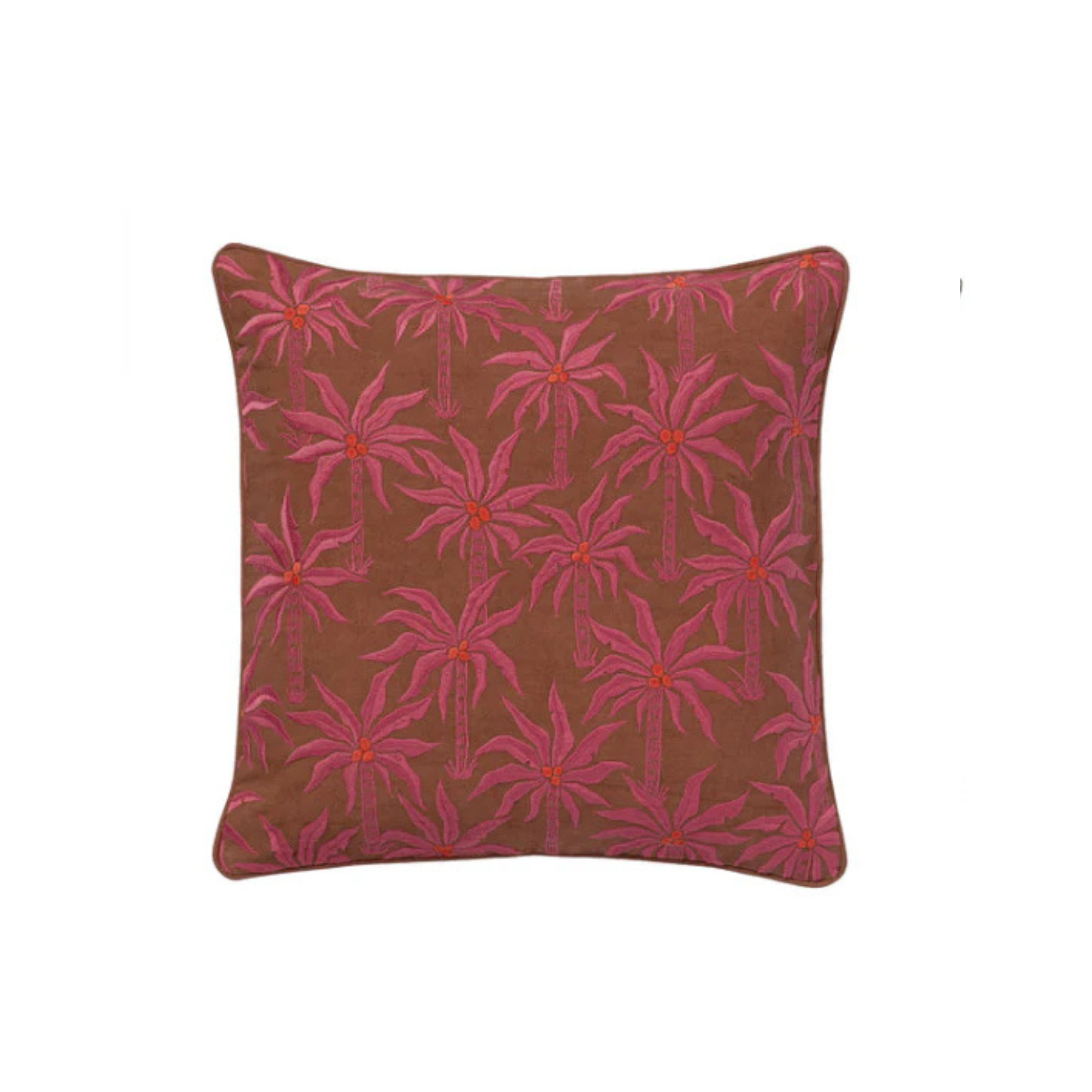 Kissen bestickt Palmen Cinnamon / Orchid