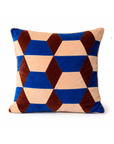 Kissen Samt Patchwork 55x55cm nude/knallblau/braun