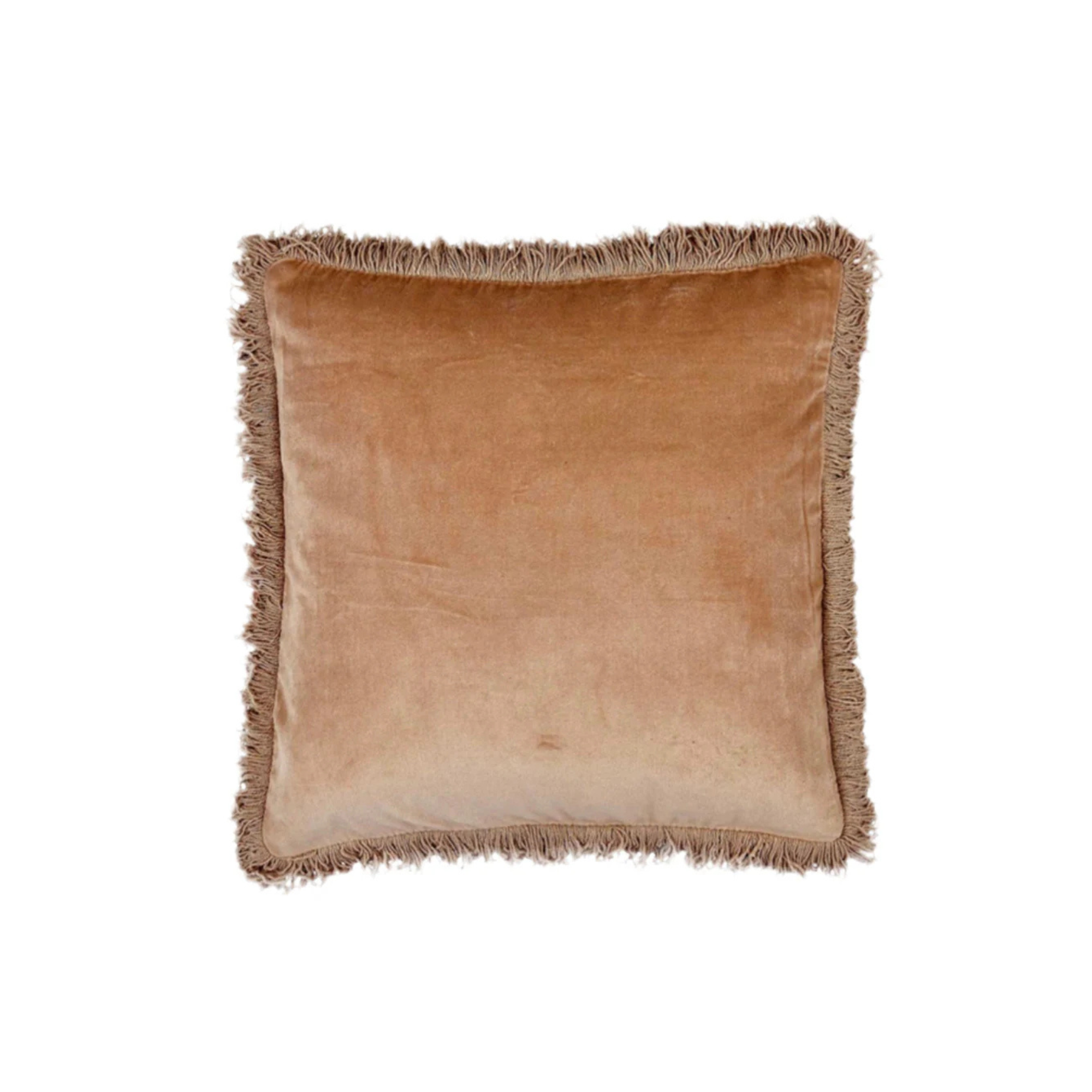 Kissen Samt Fransen Ton in Ton, 45 x 45 cm