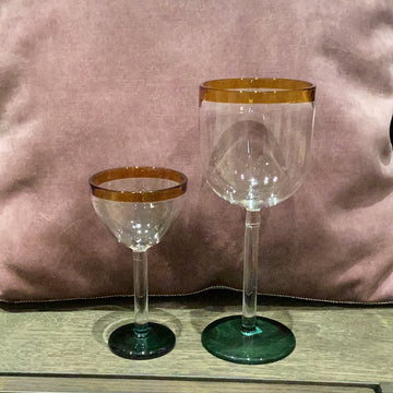 Glas Wein Bernstein / klar / blaugrün