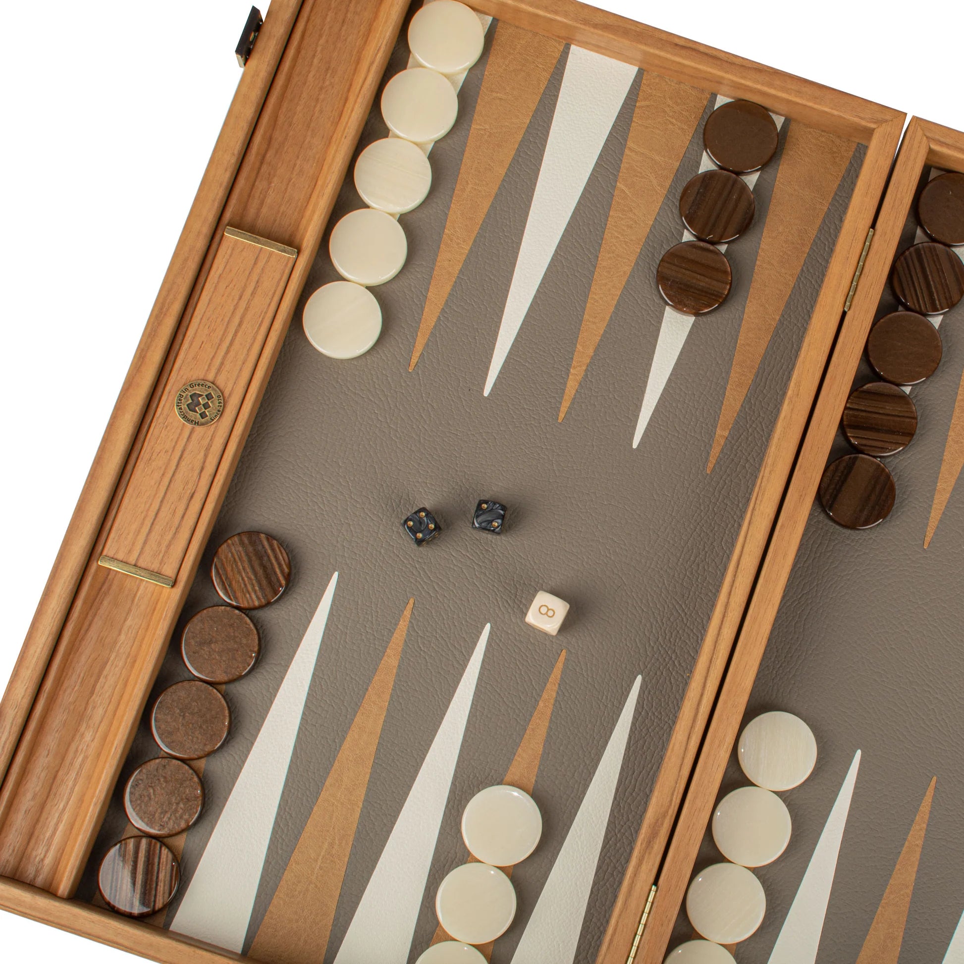 Backgammon Holz mit Leder