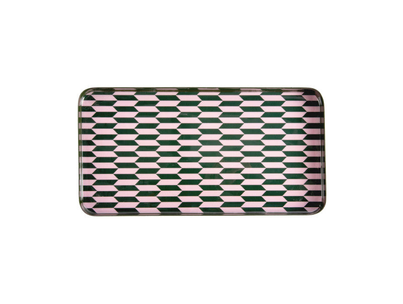 Tablett Minimal Muster XL, grün/ rosa