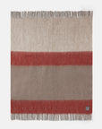 Decke Mohair Streifen ziegelrot sand