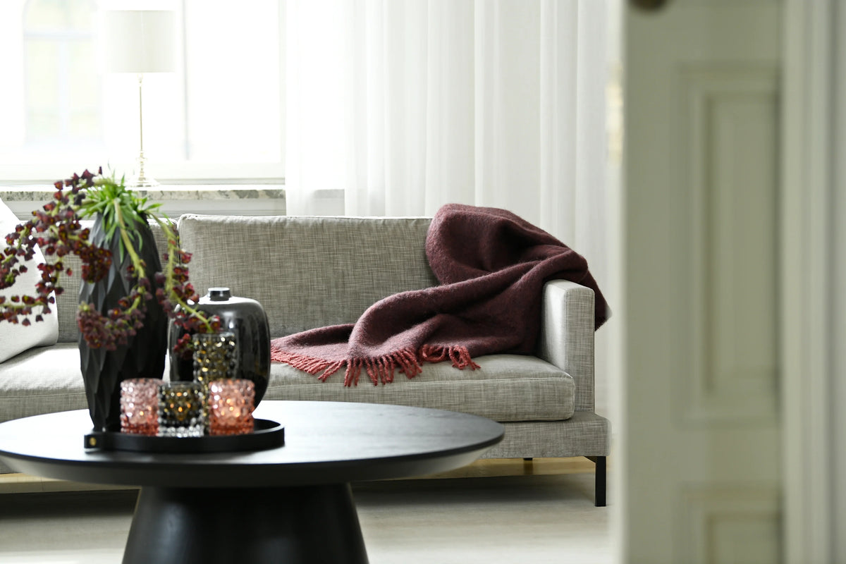 Decke Mohair Melange bordeaux/aubergine